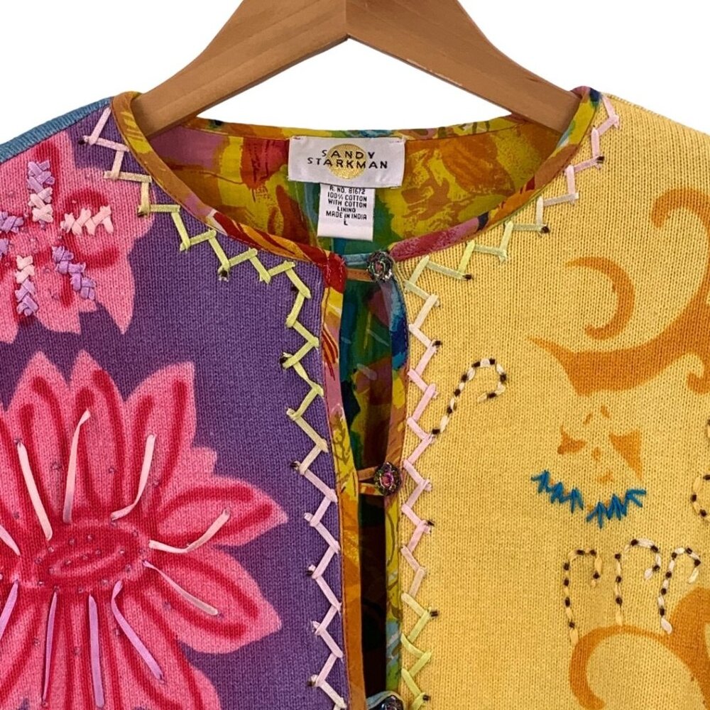 Sandy Starkman Multicolor Floral Patchwork Cotton… - image 3